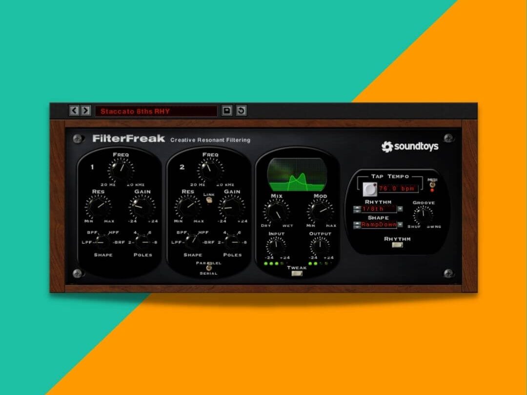 Soundtoys FilterFreak allows you to add dramatic movement and take your rhythms to the next level! Think dynamic filter sweeps, the ability to automate some breathtaking movement and rhythmic filter sequences with its Rhythm Editor.